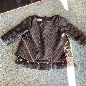 Faux leather quilted with ruffle hem n gold stars